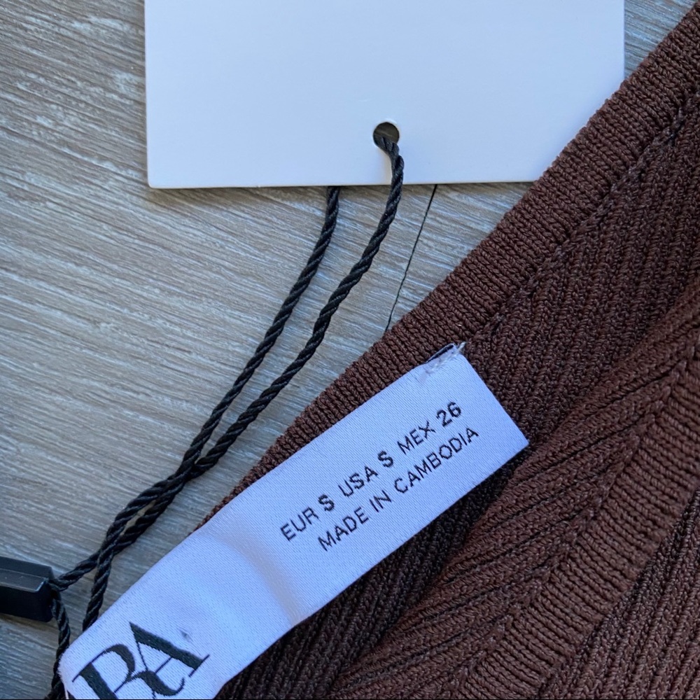Zara Asymmetric Knit Top Chocolate - Picture 16 of 16